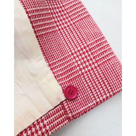 Vtg Henri Bendel Limited Edition Red Wool Plaid Tailored Jacket Made France Sz S - Picture 7 of 13